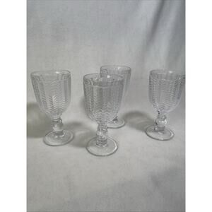 Godinger Carson Modern Vintage Wine Goblets Chevron Design 10 oz., Set of Four